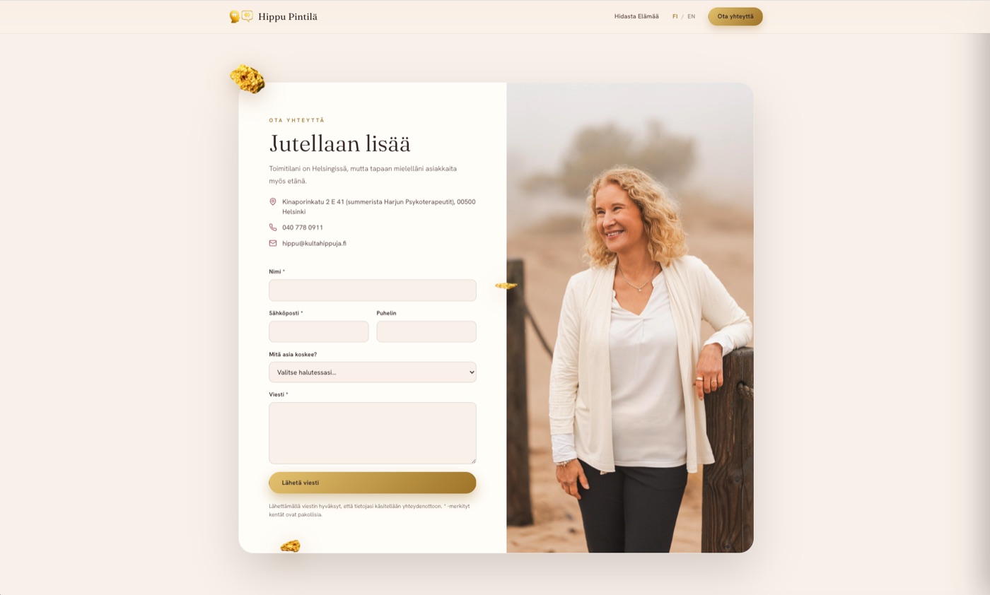 Kultahippuja · contact