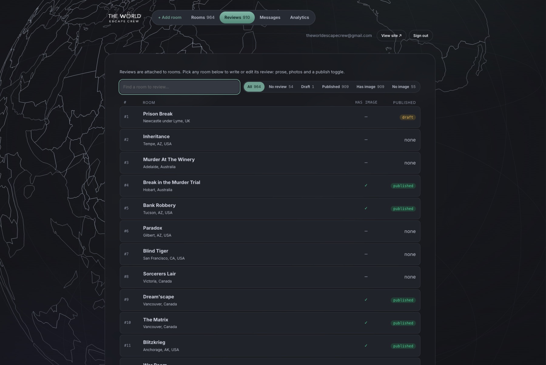The World Escape Crew admin panel