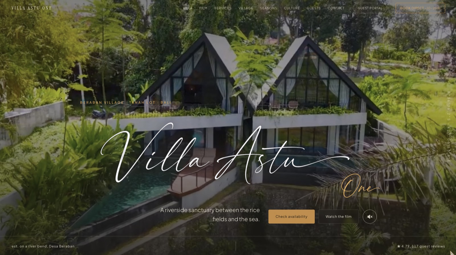 Villa Astu website designed by Wihmo